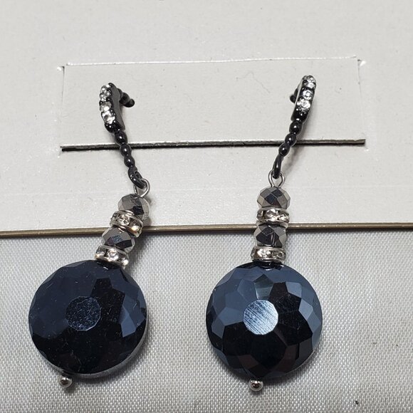 Ali Khan glass faceted bead with rhinestone dangle earring - Picture 6 of 7